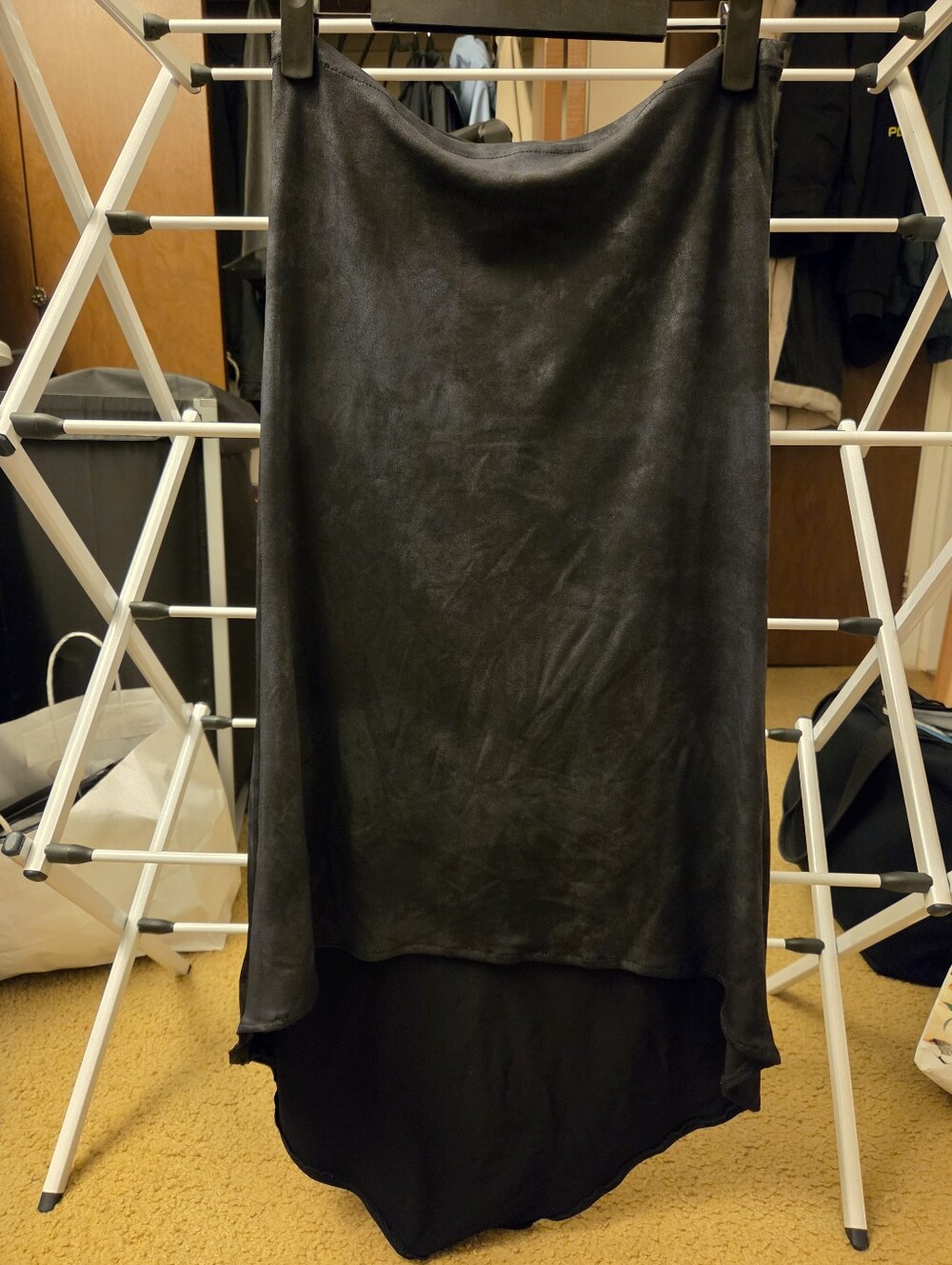 Black High-Low Satin Skirt